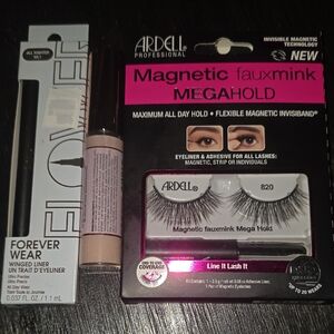 Magnetic Mega Hold Lashes with Black Eyeliner + Conceler + Winged Liner